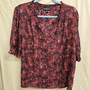 Fortune + Ivy Festive Ivy Floral Print Women's Blouse - Red
